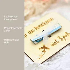 Geldgeschenk Urlaubskasse  | Urlaubsgeld Karte | Gutschein für Reise | Geschenkverpackung aus Holz | Flitterwochen