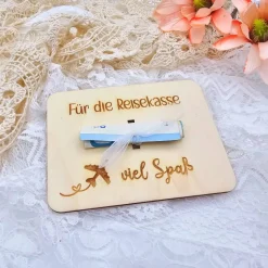 Geldgeschenk Urlaubskasse  | Urlaubsgeld Karte | Gutschein für Reise | Geschenkverpackung aus Holz | Flitterwochen