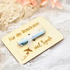 Geldgeschenk Urlaubskasse  | Urlaubsgeld Karte | Gutschein für Reise | Geschenkverpackung aus Holz | Flitterwochen