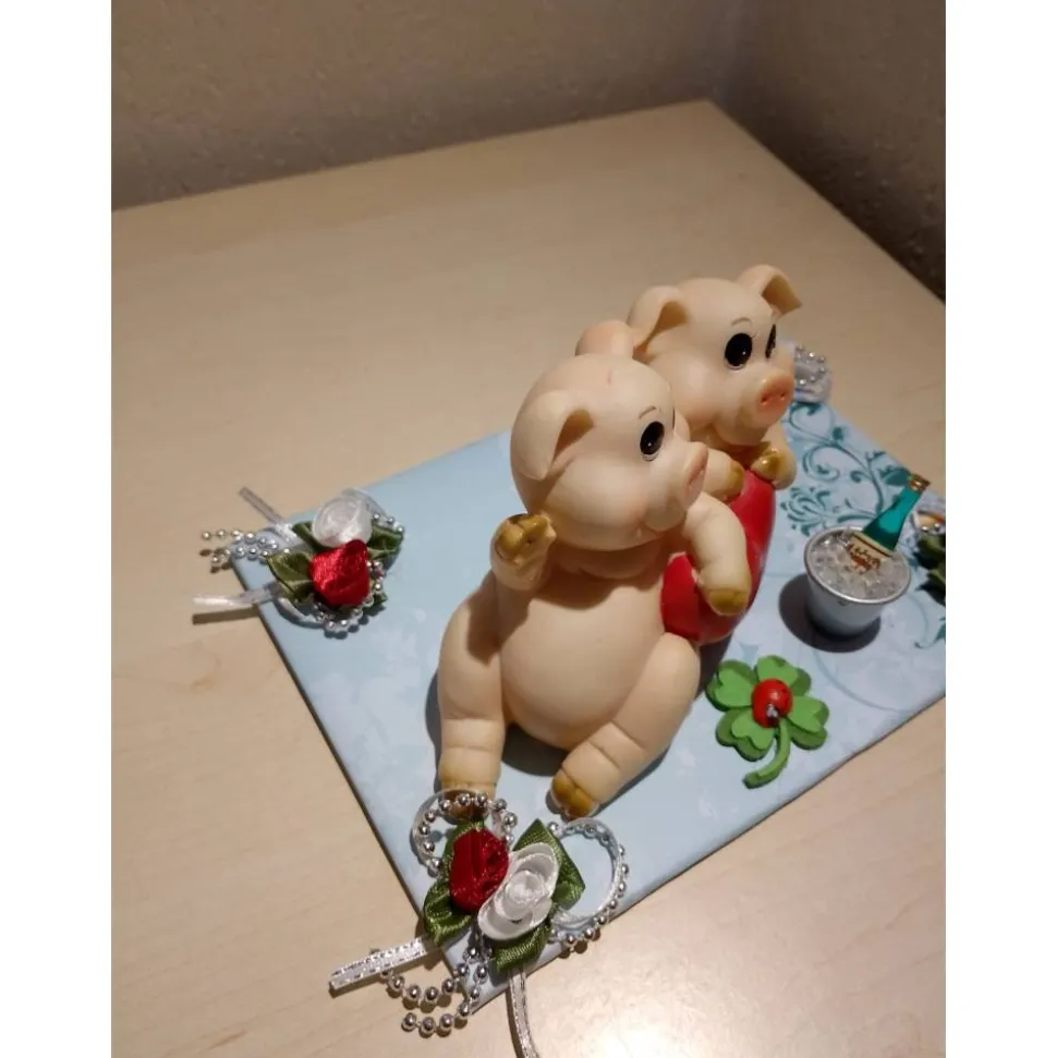 Geldgeschenk Valentinstag , Heiratsantrag , Hochzeitsgeschenk & Jubiläum – Glücksschwein Unikat