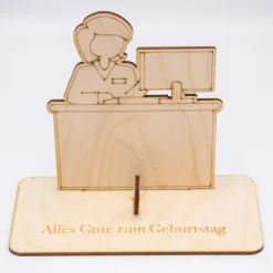 Geldgeschenk Verkäuferin - aus Holz personalisiert