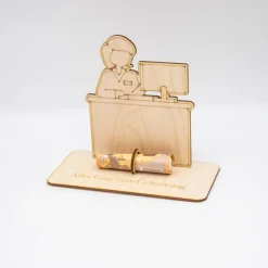 Geldgeschenk Verkäuferin - aus Holz personalisiert