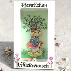 Geldgeschenk Verpackung Frosch – Geschenkbox mit Sichtfenster & Microglitter Sticker „Herzlichen Glückwunsch“