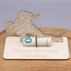 Geldgeschenk Volleyball - aus Holz personalisiert