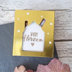 Geldgeschenk "Von Herzen" ~ Porzellan Haus für Geldscheine ~ Weihnachten ~ Geburtstag