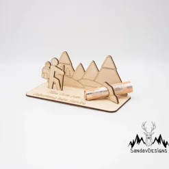 Geldgeschenk Wandern - aus Holz personalisiert
