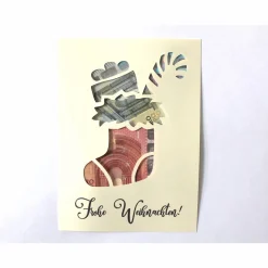 Geldgeschenk Weihnachten Größenwahl Farbwunsch Frohe Weihnachten Weihnachtsstiefel Geldverpackung - Ohne Bilderrahmen