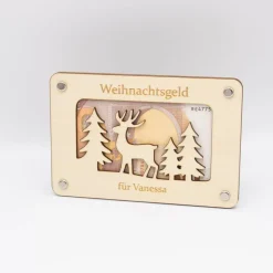 Geldgeschenk Weihnachten aus Holz – Weihnachtsgeld - Winterlandschaft-personalisiert