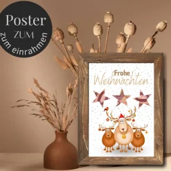 Geldgeschenk Weihnachten drei niedliche Rentiere |  Geschenkidee Weihnachtsgeld | Wunscherfüller Geld Stern