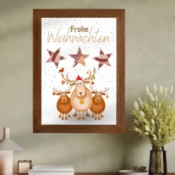 Geldgeschenk Weihnachten drei niedliche Rentiere |  Geschenkidee Weihnachtsgeld | Wunscherfüller Geld Stern