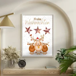 Geldgeschenk Weihnachten drei niedliche Rentiere |  Geschenkidee Weihnachtsgeld | Wunscherfüller Geld Stern