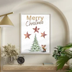 Geldgeschenk Weihnachten Rentier vor Wintertanne |  Geschenkidee Weihnachtsgeld | Wunscherfüller Geld Stern