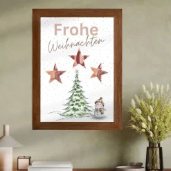 Geldgeschenk Weihnachten Schneemann vor Wintertanne |  Geschenkidee Weihnachtsgeld | Wunscherfüller Geld Stern