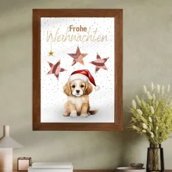 Geldgeschenk Weihnachten Hund mit Weihnachtsmütze |  Geschenkidee Weihnachtsgeld | Wunscherfüller Geld Stern