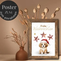 Geldgeschenk Weihnachten Hund mit Weihnachtsmütze |  Geschenkidee Weihnachtsgeld | Wunscherfüller Geld Stern