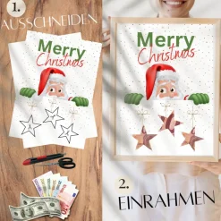 Geldgeschenk Weihnachten Weihnachtsmann | Geschenkidee Weihnachtsgeld | Wunscherfüller Geld Stern