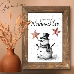 Geldgeschenk Weihnachten Schneemann schwarz weiß |  Geschenkidee Weihnachtsgeld | Wunscherfüller Geld Stern