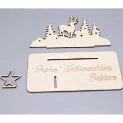 Geldgeschenk Weihnachten Hirsch- aus Holz personalisiert