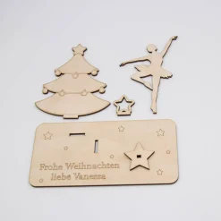 Geldgeschenk Weihnachtsballerina - aus Holz personalisiert