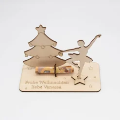 Geldgeschenk Weihnachtsballerina - aus Holz personalisiert