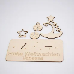 Geldgeschenk Weihnachtsbaum - aus Holz personalisiert