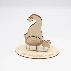Geldgeschenk Weihnachtswichtel - aus Holz personalisiert