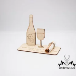 Geldgeschenk Weinflasche - aus Holz personalisiert
