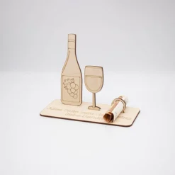 Geldgeschenk Weinflasche - aus Holz personalisiert