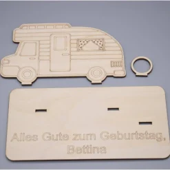 Geldgeschenk Wohnmobil - aus Holz personalisiert