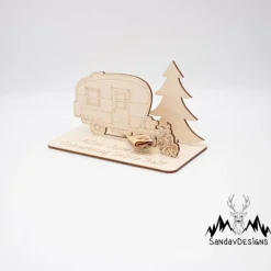 Geldgeschenk Wohnwagen - aus Holz personalisiert