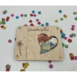 Geldgeschenk Wunscherfüller, Hochzeit / Holz / Geschenk / zum Geburtstag von Herzen / Geschenkidee