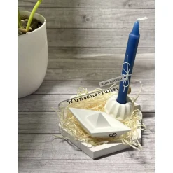 Geldgeschenk „Wunscherfüller“ Geburtstag Kerzenhalter Mini Gugelhupf Kerze Boot Raysin Dekoration Deko Geschenk Handmade