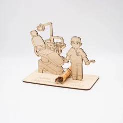 Geldgeschenk Zahnarzt - aus Holz personalisiert
