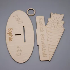 Geldgeschenk Zuckertüte - aus Holz personalisiert