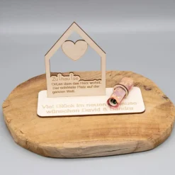 Geldgeschenk Zuhause - aus Holz personalisiert