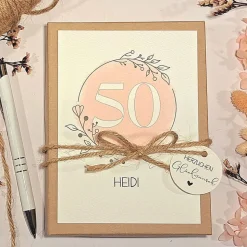 Geldgeschenk zum 50. Geburtstag für Frauen – Personalisiert & stilvoll | Geschenkbox mit Karte