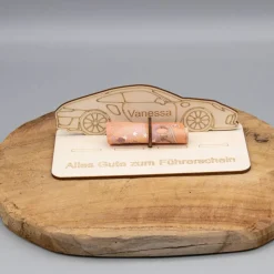 Geldgeschenk zum Führerschein - aus Holz personalisiert