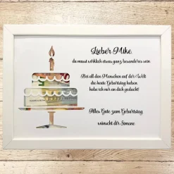 Geldgeschenk zum Geburtstag personalisiert Torte