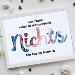 Geldgeschenk zum Geburtstag | A4-Bilderrahmen mit "Nichts"-Motiv