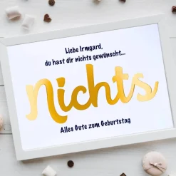 Geldgeschenk zum Geburtstag | A4-Bilderrahmen mit "Nichts"-Motiv