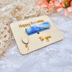 Geldgeschenk zum Geburtstag | Happy Birthday to you Karte | Karte aus Holz | Gutschein als Geschenk | Runder Geburtstag