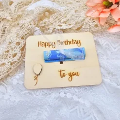 Geldgeschenk zum Geburtstag | Happy Birthday to you Karte | Karte aus Holz | Gutschein als Geschenk | Runder Geburtstag