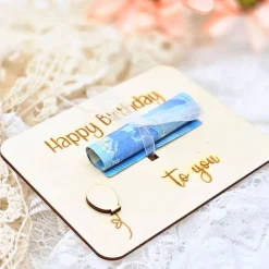 Geldgeschenk zum Geburtstag | Happy Birthday to you Karte | Karte aus Holz | Gutschein als Geschenk | Runder Geburtstag
