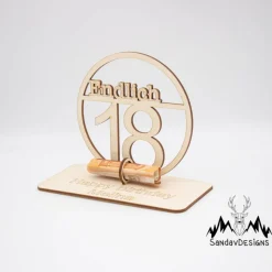 Geldgeschenk zum 18ten Geburtstag - aus Holz personalisiert