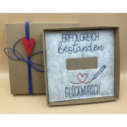 Geldgeschenk, zur bestandenen Prüfung   Schriftfarbe Blau