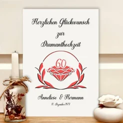 Geldgeschenk zur Diamanthochzeit personalisiert – Einzigartige Geldgeschenkverpackung für 60 Jahre Ehe