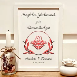 Geldgeschenk zur Diamanthochzeit personalisiert – Einzigartige Geldgeschenkverpackung für 60 Jahre Ehe