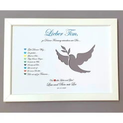 Geldgeschenk zur Firmung Mädchen und Jungen, Geschenk zur Firmung ,Bilderrahmen Friedenstaube