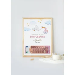 Geldgeschenk zur Geburt - deine erste Million | Geburtsgeschenk Geld personalisiert | personalisiertes Geschenk Geburt |