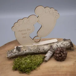 Geldgeschenk zur Geburt - Baby - aus Holz personalisiert